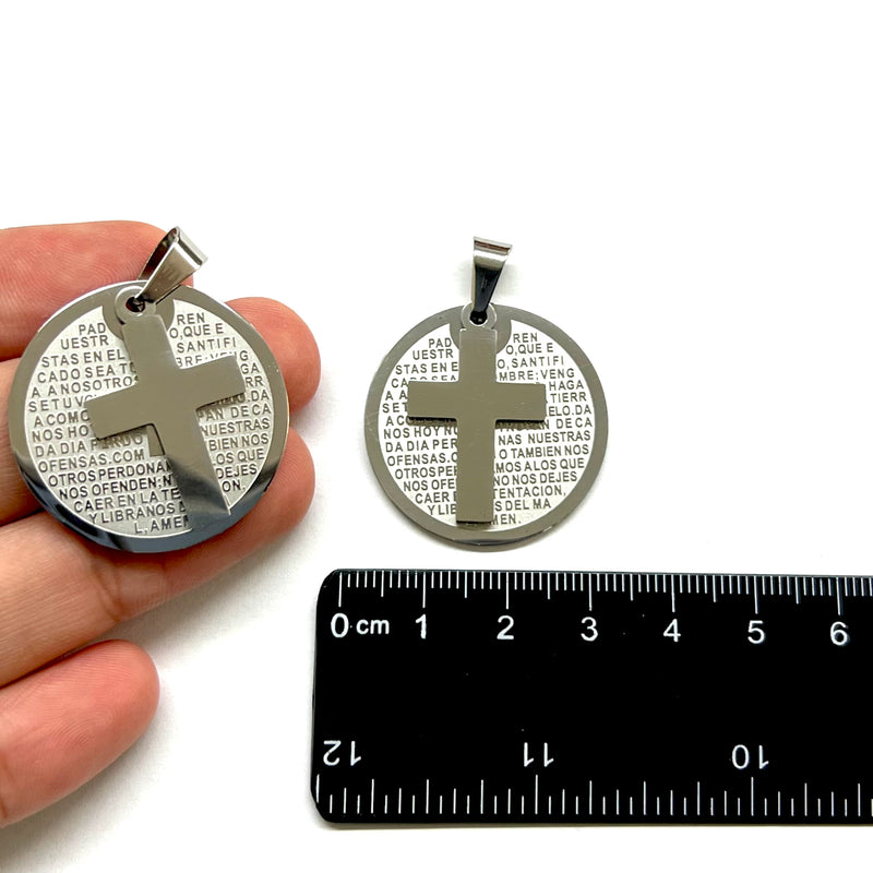 Padre Nuestro, Cruz, Stainless Steel, Pendant