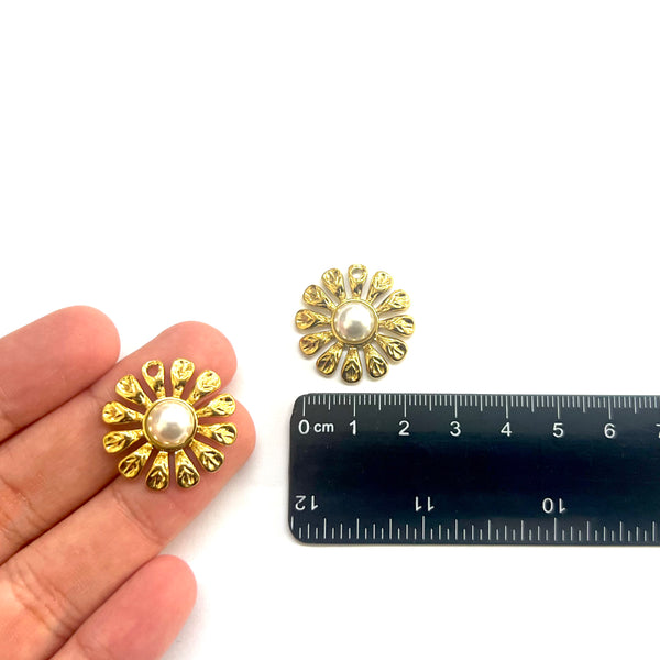 Flor, Stainless Steel, Enchapado 18k, Charm/Pendant