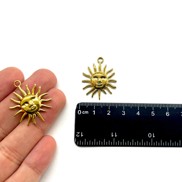 Sol, Stainless Steel, Enchapado 18k, Charm/Pendant