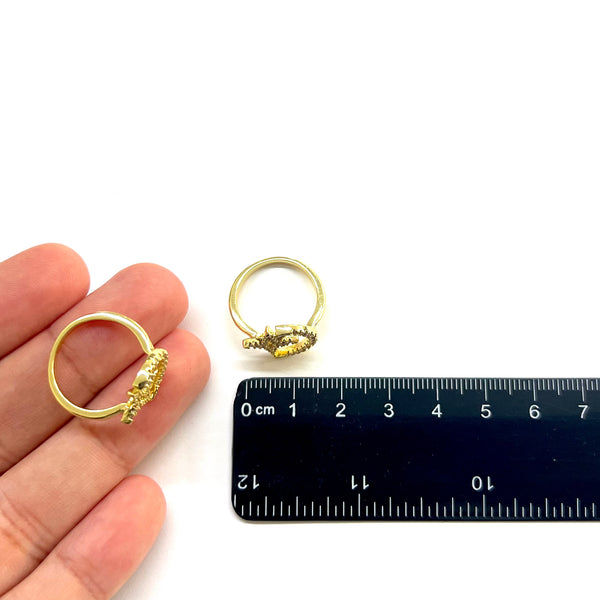 Luna, Estrella, Sortija Ajustable, Enchapado 18k