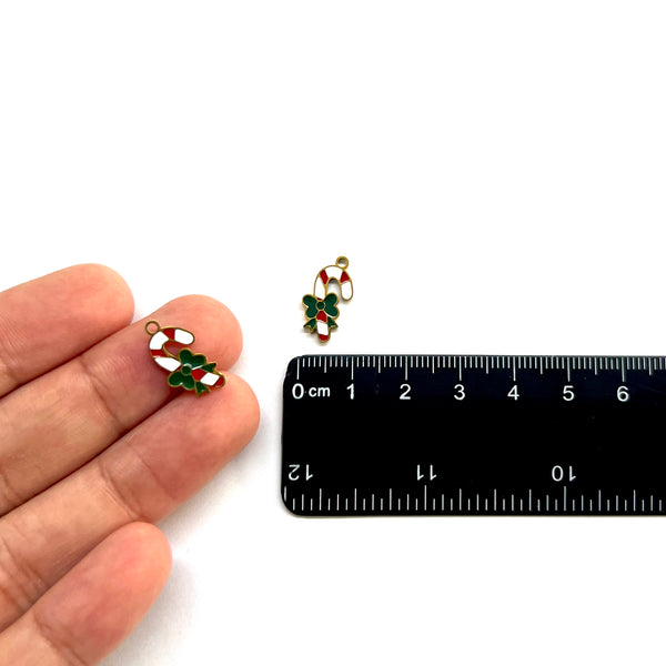 Bastón de Navidad, Navidad, Stainless Steel, Enchapado 18k, Charm/Pendant