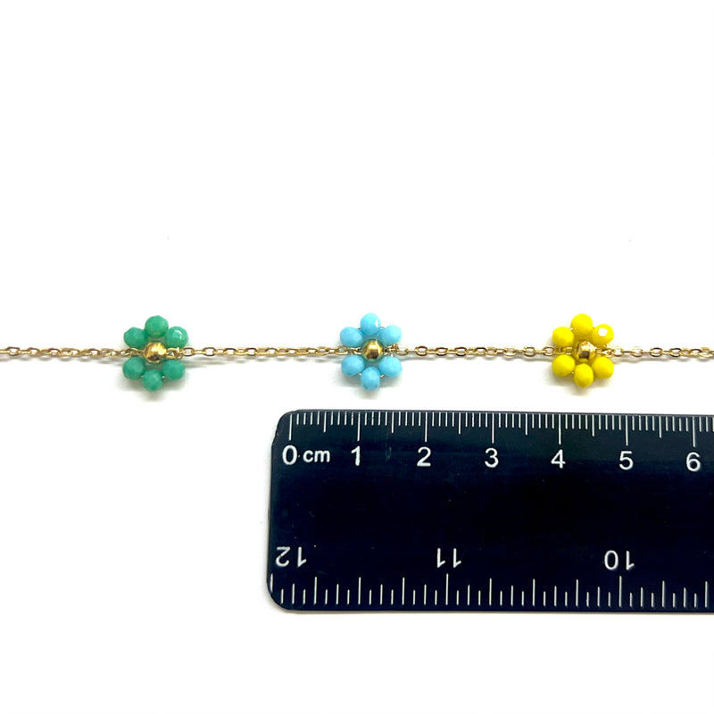 Cadena, Flor, Stainless Steel, Cristal