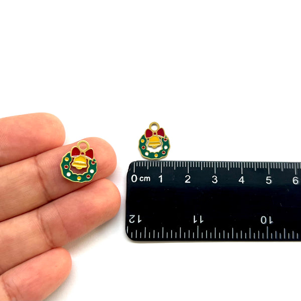 Corona de Navidad, Navidad, Stainless Steel, Enchapado 18k, Charm/Pendant