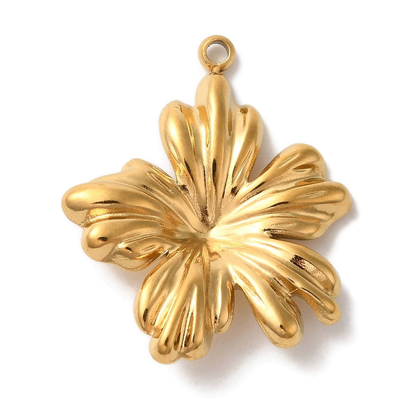 Flor, Stainless Steel, Enchapado 18k, Charm/Pendant
