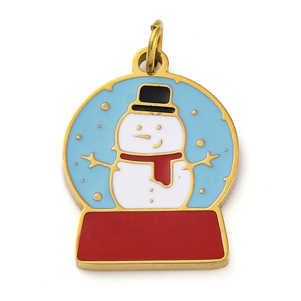 Muñeco de Nieve, Navidad, Stainless Steel, Enchapado 18k, Charm/Pendant