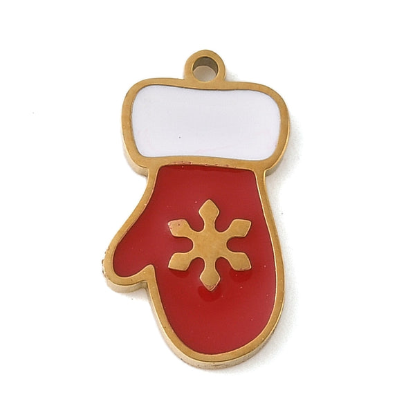 Guante de Navidad, Navidad, Stainless Steel, Enchapado 18k, Charm/Pendant