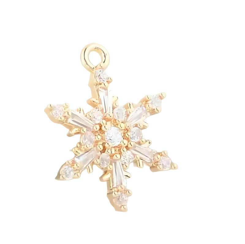 Copo De Nieve, Enchapado 14k, Charm y Pendant