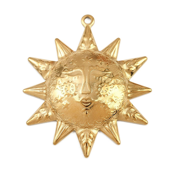 Sol, Stainless Steel, Enchapado 18k, Charm/Pendant