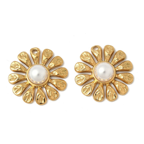 Flor, Stainless Steel, Enchapado 18k, Charm/Pendant