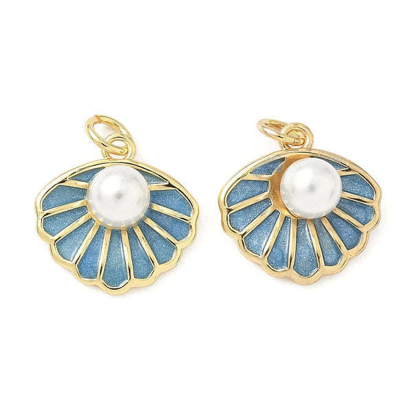 Concha, Almeja, Perla, Brass, Enchapado 18k, Charm y Pendant
