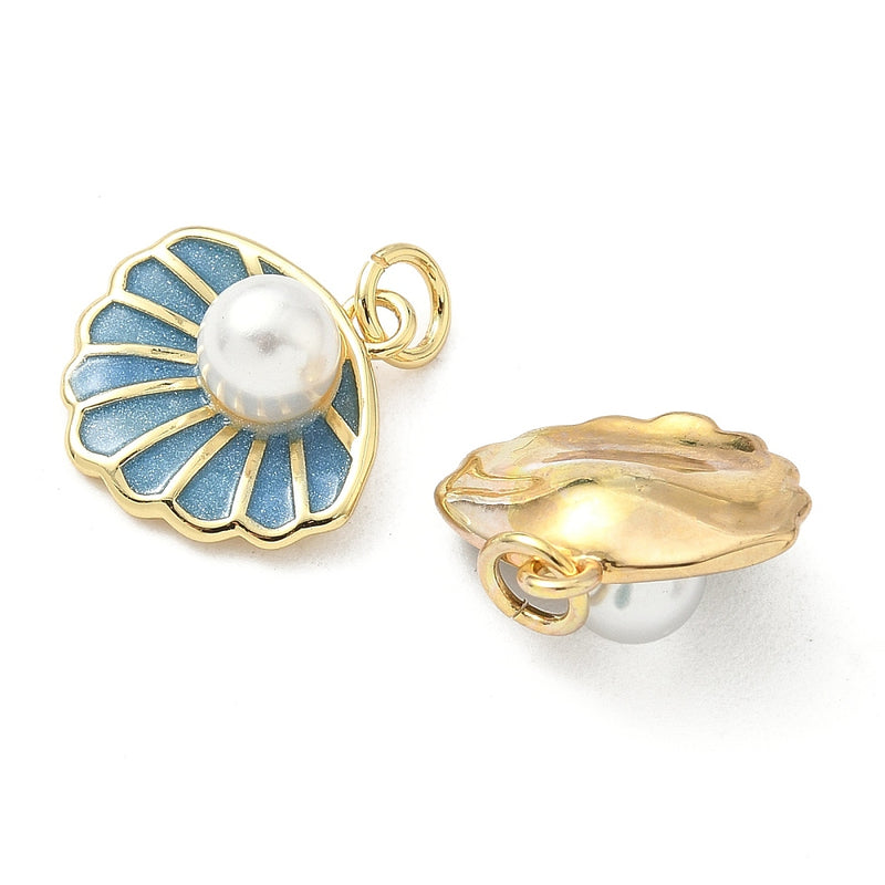 Concha, Almeja, Perla, Brass, Enchapado 18k, Charm y Pendant