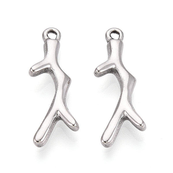 Coral, Stainless Steel, Charm/Pendant