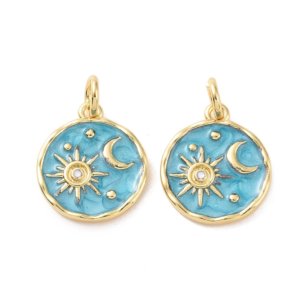 Sol, Luna, Brass, Enchapado 18k, Charm/Pendant – Deer Beads Store