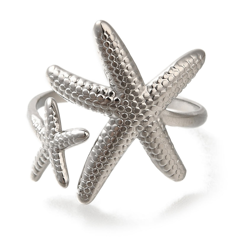 Estrella de Mar, Sortija Ajustable, Stainless Steel