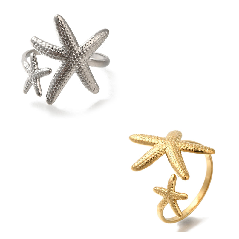 Estrella de Mar, Sortija Ajustable, Stainless Steel