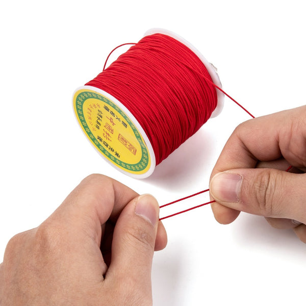 Hilo de Nailon de Nudo Chino, Rojo, 0.8mm, 98 Yardas