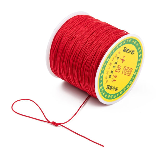 Hilo de Nailon de Nudo Chino, Rojo, 0.8mm, 98 Yardas