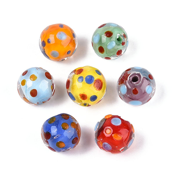 Cristal Lampwork, Redondo con Puntos, Beads, 12mm