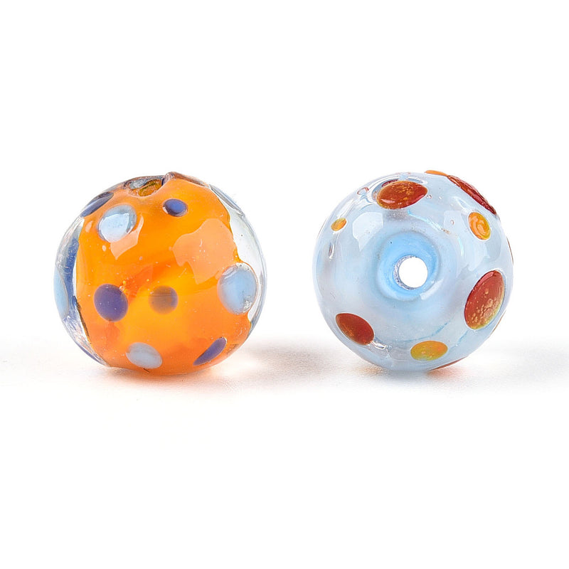 Cristal Lampwork, Redondo con Puntos, Beads, 12mm
