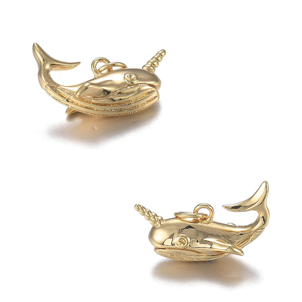 Narval, Ballena, Brass, Enchapado 18k, Charm/Pendant