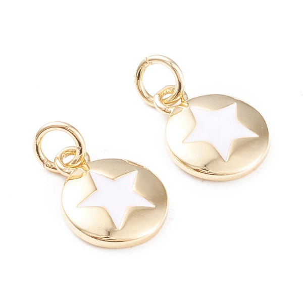 Estrellas, Brass Enchapado 18k, Charm y Pendant