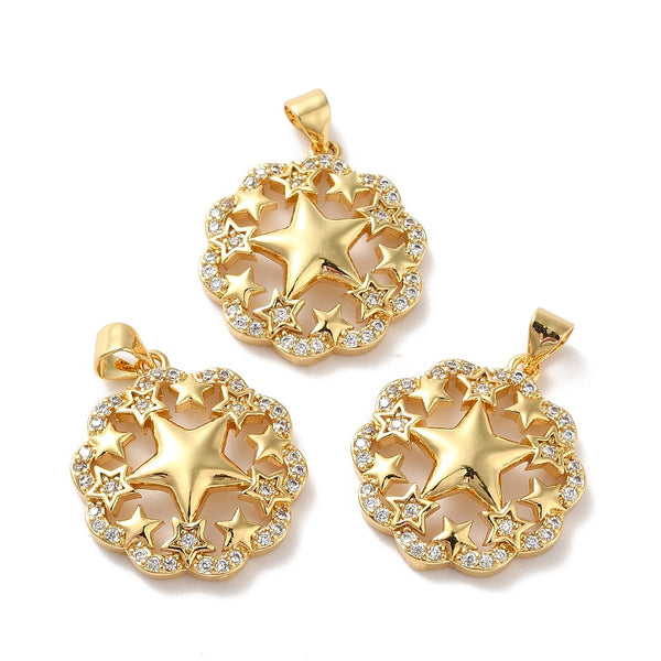 Estrella, Brass Enchapado 18k, Charm y Pendant