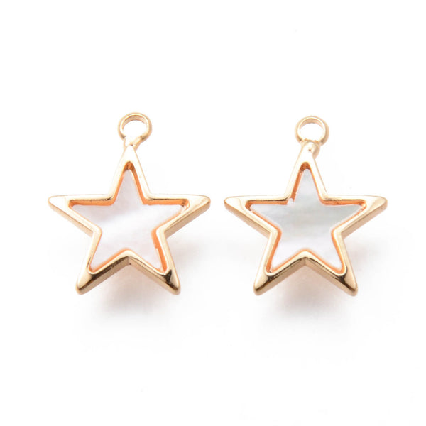 Estrella, Brass Enchapado 18k, Nacar, Charm y Pendant