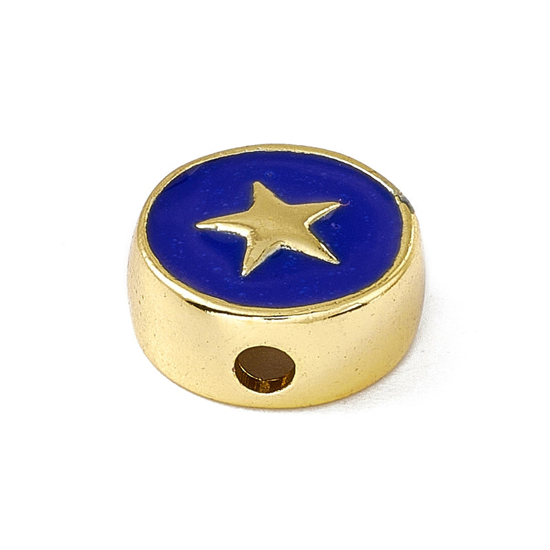 Estrellas, Brass Enchapado 18k, Enamel, 11mm, Beads