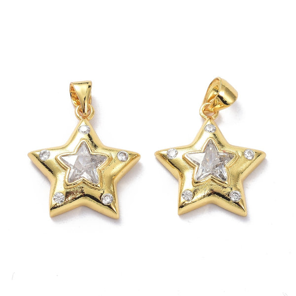 Estrella, Brass Enchapado 18k, Charm y Pendant