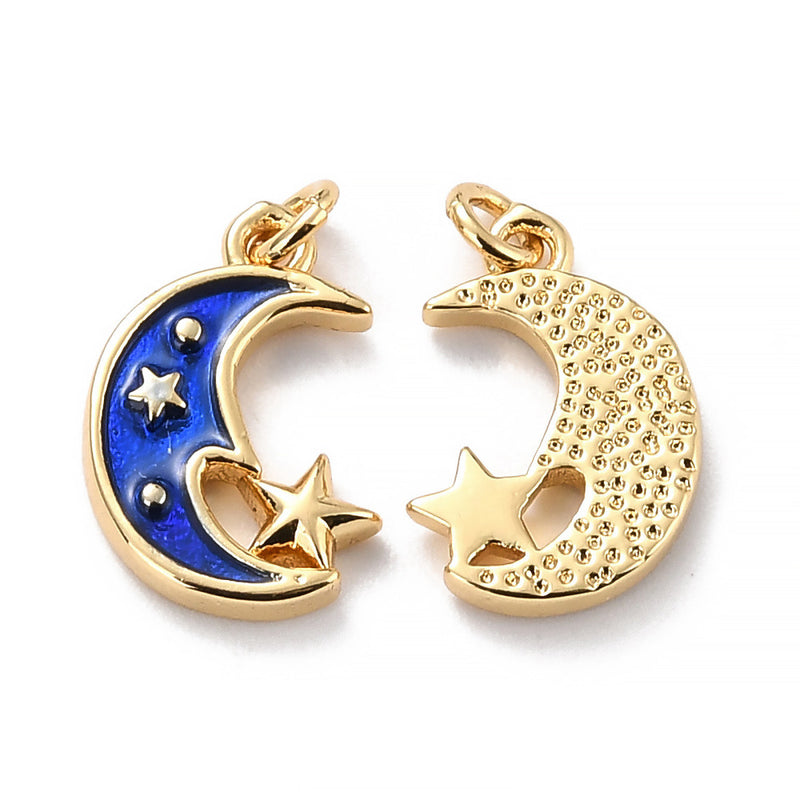 Luna, Brass, Enchapado 18k, Charm y Pendant