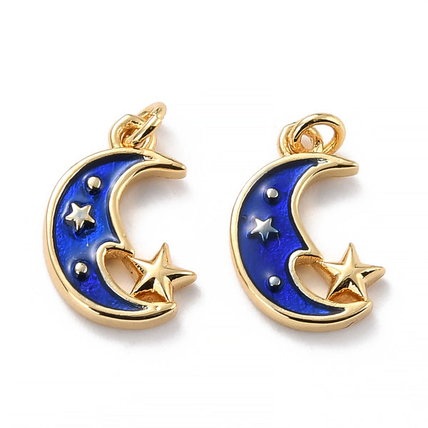 Luna, Brass, Enchapado 18k, Charm y Pendant