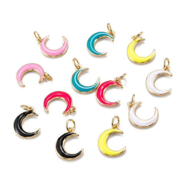 Luna, Brass, Enchapado 18k, Charm y Pendant