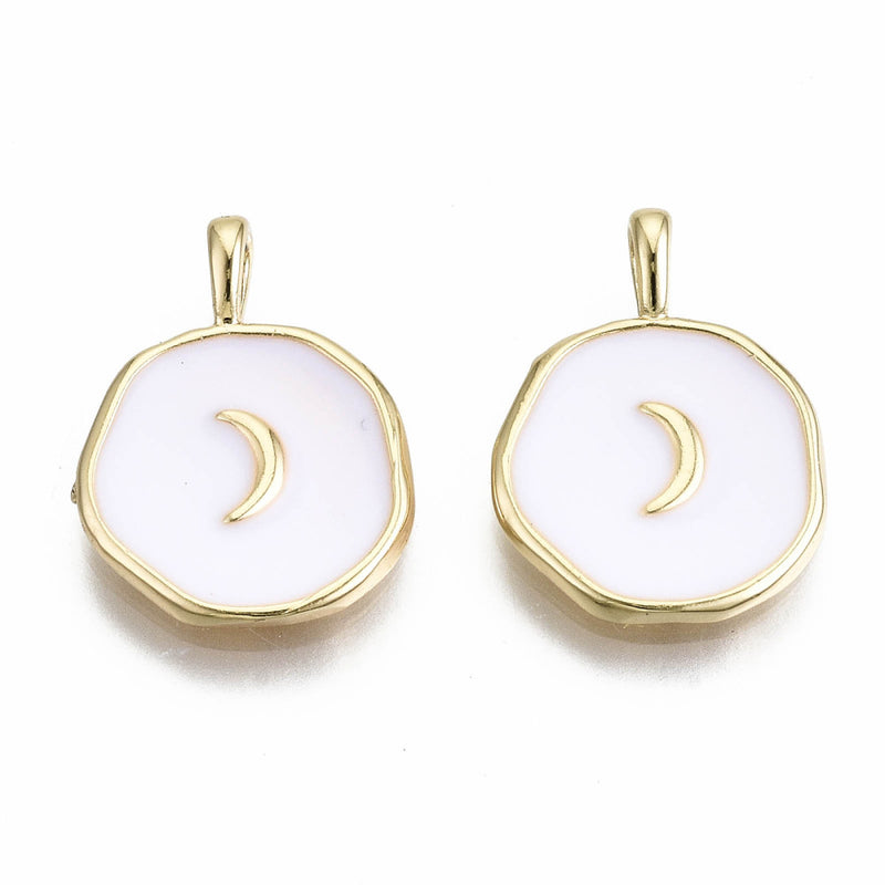 Luna, Brass, Enchapado 18k, Charm y Pendant