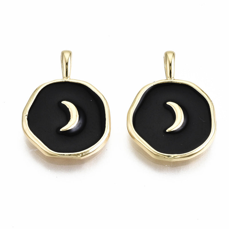 Luna, Brass, Enchapado 18k, Charm y Pendant