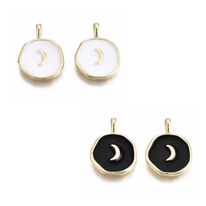 Luna, Brass, Enchapado 18k, Charm y Pendant