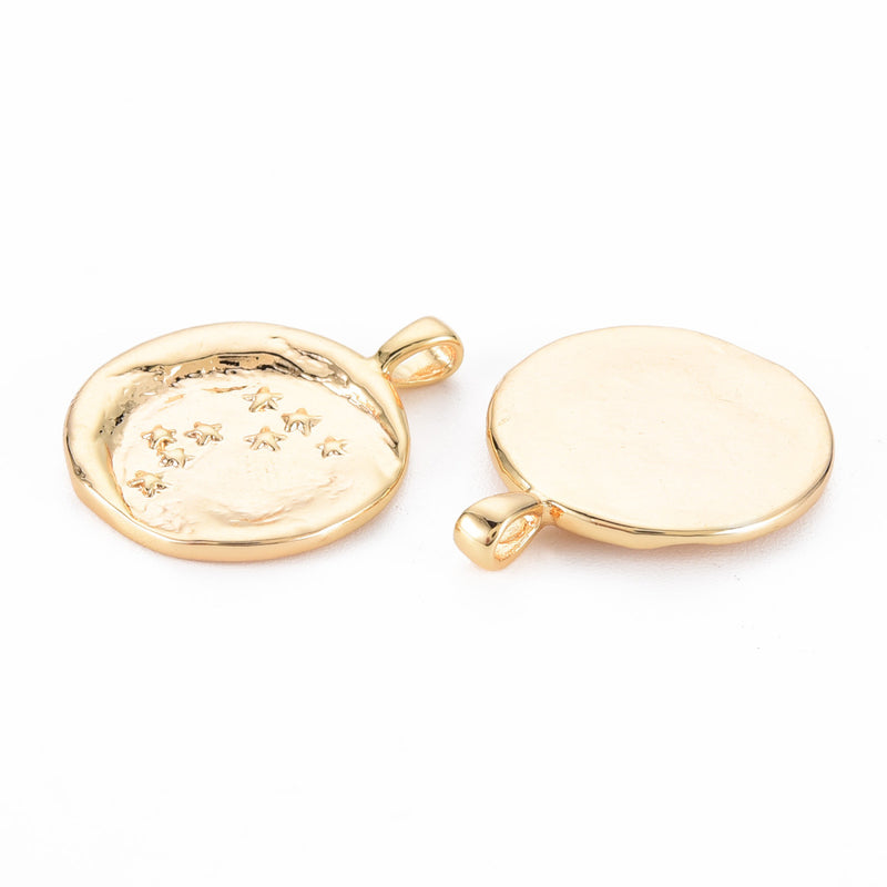 Luna, Brass, Enchapado 18k, Charm y Pendant