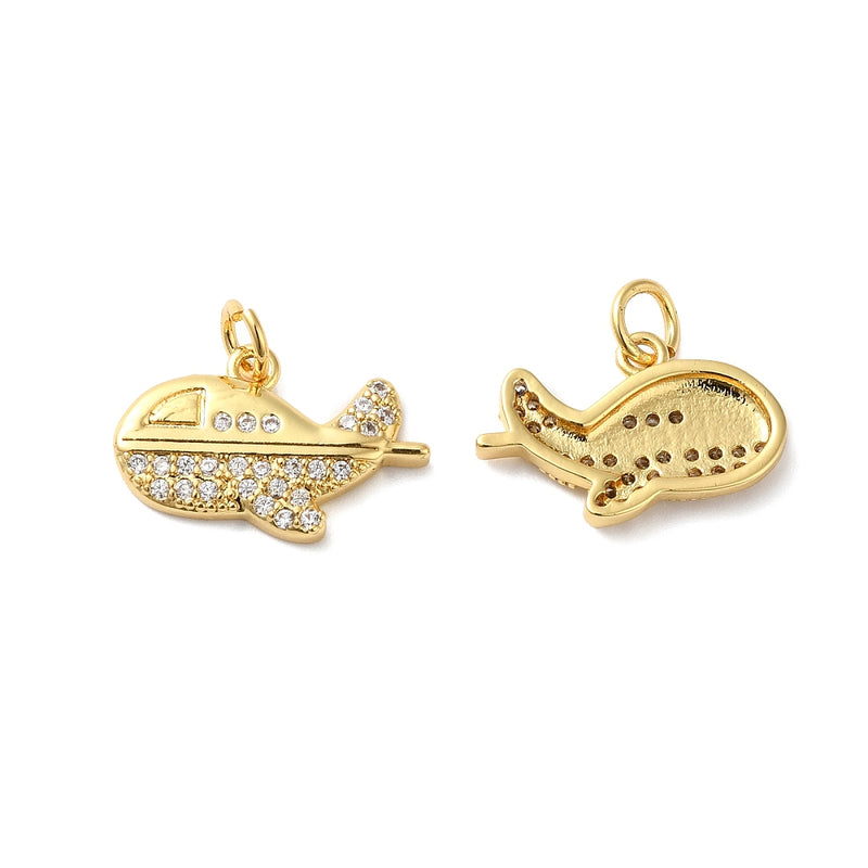 Avión, Brass, Enchapado 18k, Charm y Pendant