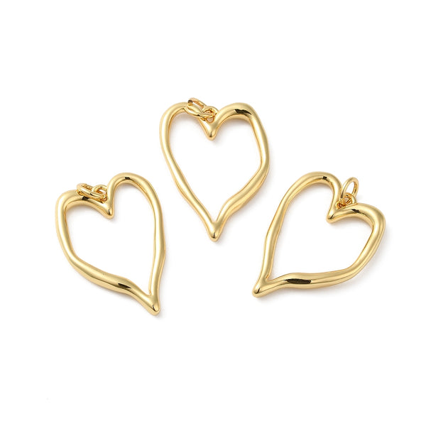 Corazón, Brass, Enchapado 18k, Charm/Pendant