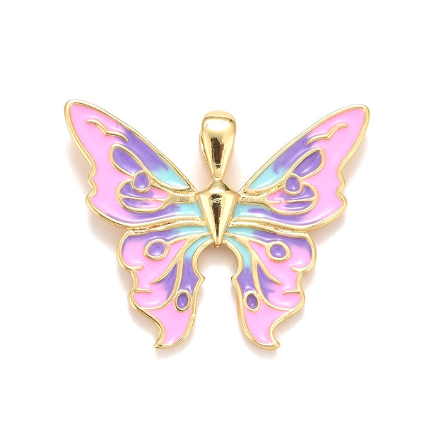 Mariposa, Enchapado 18k, Enamel, Pendant