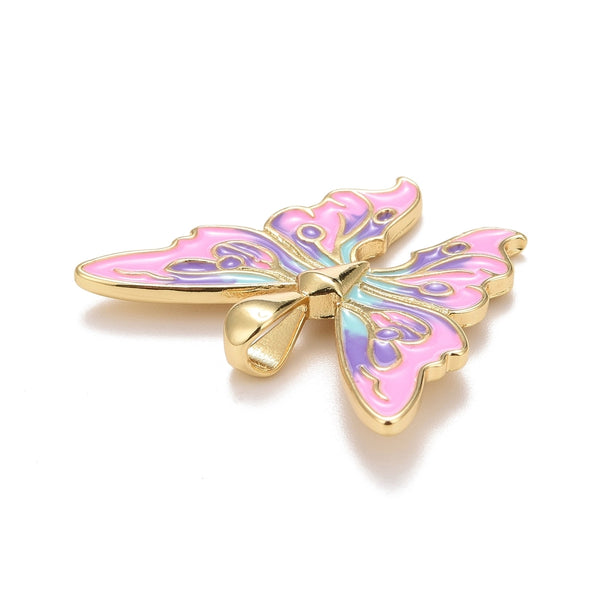 Mariposa, Enchapado 18k, Enamel, Pendant