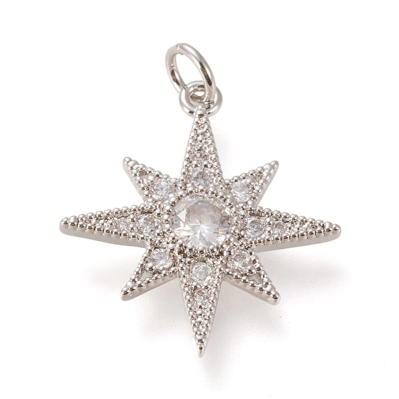 Estrella, Enchapado 20k, Rhinestone, Charm