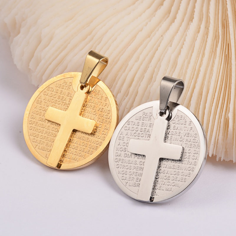 Padre Nuestro, Cruz, Stainless Steel, Pendant