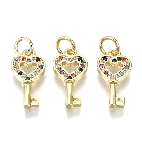 Llave, Corazón, Enchapado 16k, Charm, Pendant