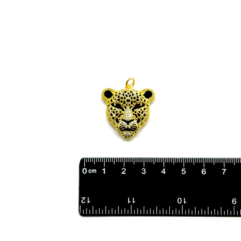 Tigre, Enchapado 18k, Rhinestone, Charm, Pendant