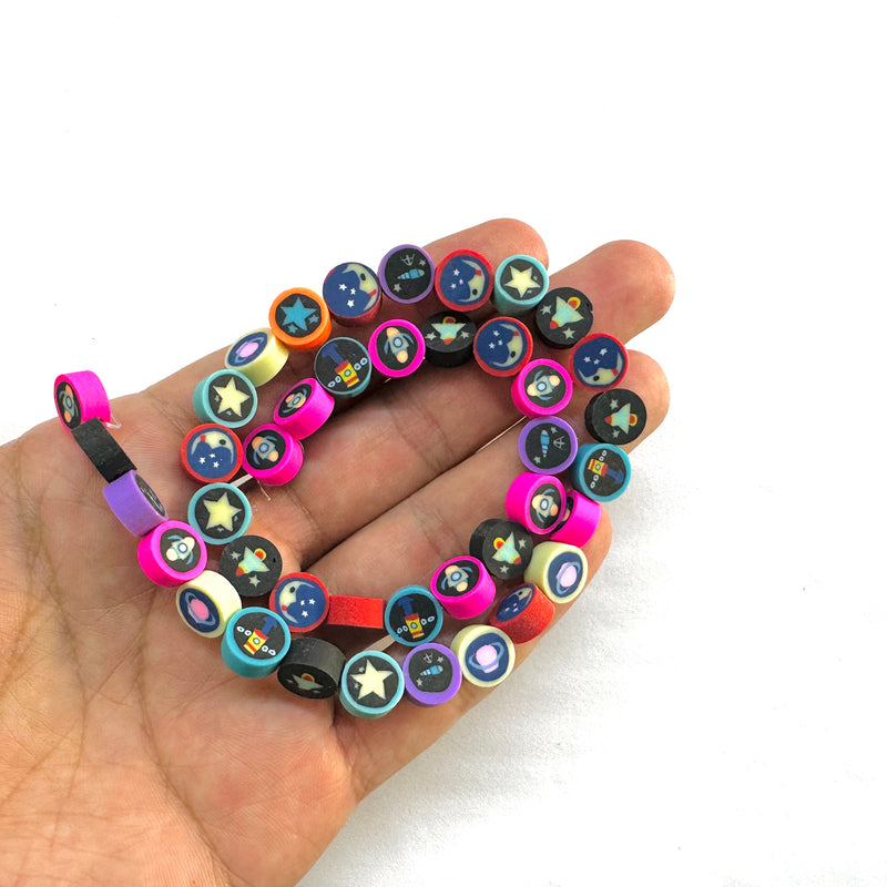 Espacio, Galaxia, Cohete, Polymer Clay Beads