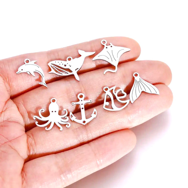 Animales, Ancla, Sol, Verano, Stainless Steel, Charms