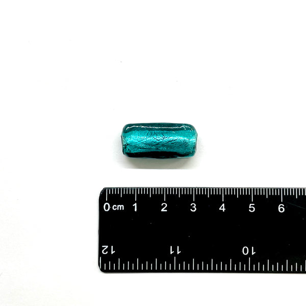 Beads Rectangular, Cristal LampWork, 23x12mm, Agujero: 1mm, Azul, 1 pieza