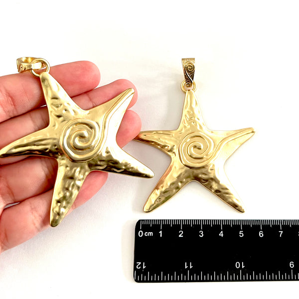 Estrella, alloy, enchapado 18k, 76x66mm, Pendant, Charm