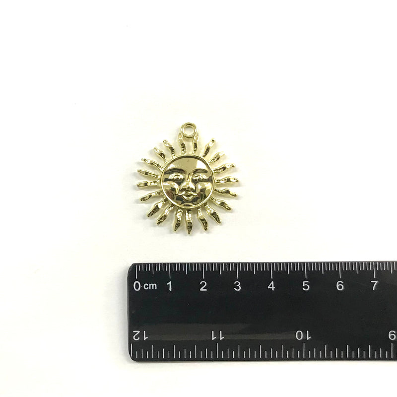 Sol, Alloy, 34x30mm, Agujero: 2.5mm, Oro, Charm y Pendant, 2 piezas