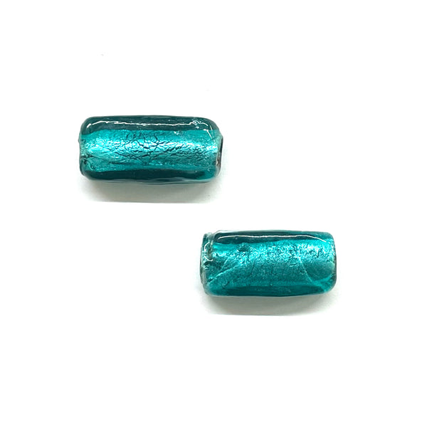 Beads Rectangular, Cristal LampWork, 23x12mm, Agujero: 1mm, Azul, 1 pieza
